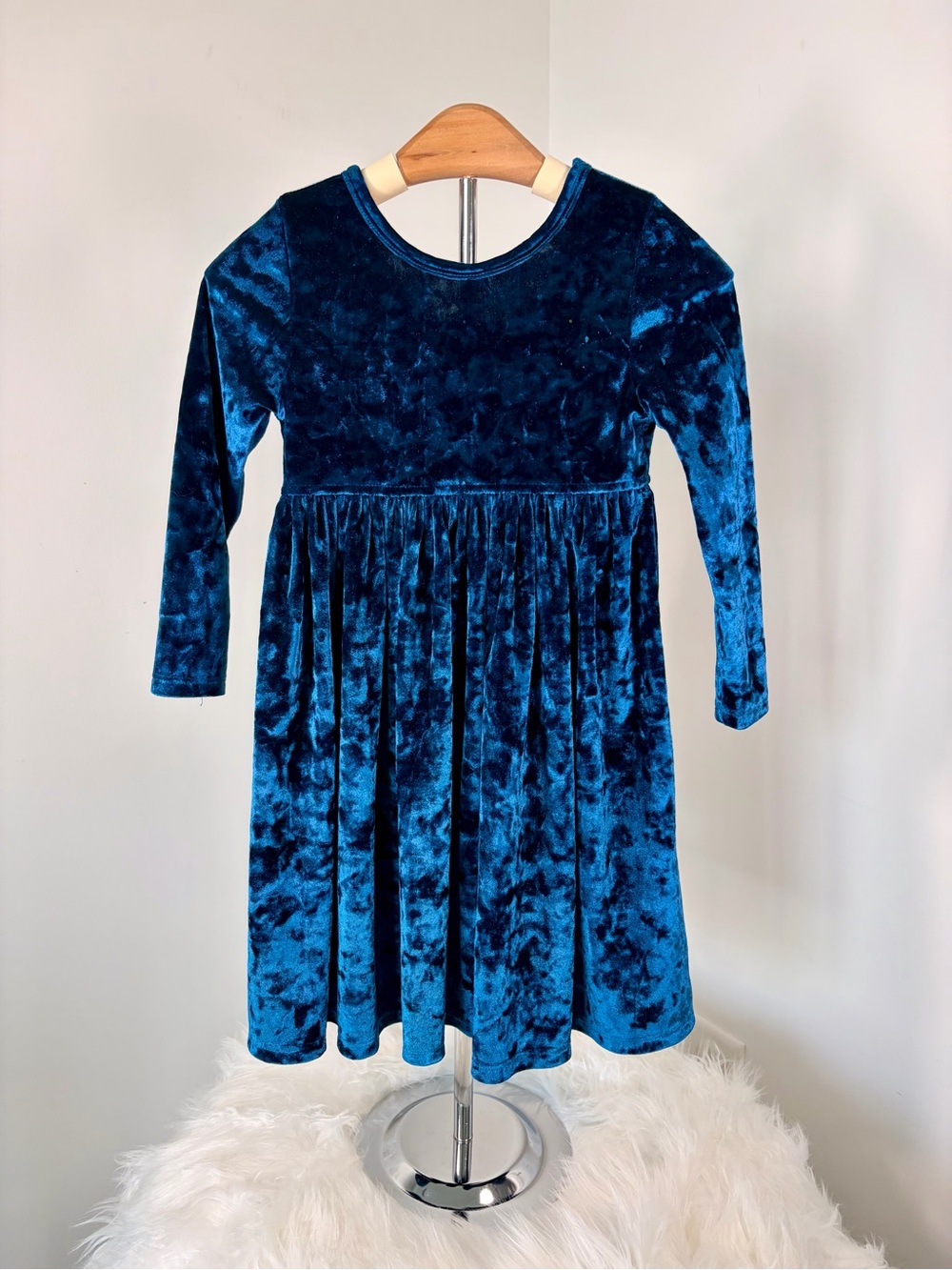 Pink Chicken Crushed Blue Velour Velvet Dress
